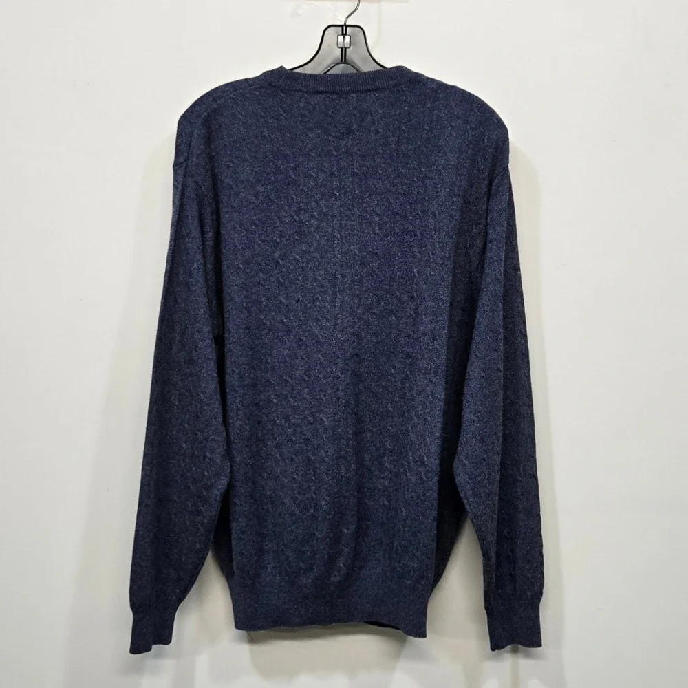 I Levrieri Cable Knit Sweater Mens M Blue Cashmere Silk Crewneck Italy Fisherman
